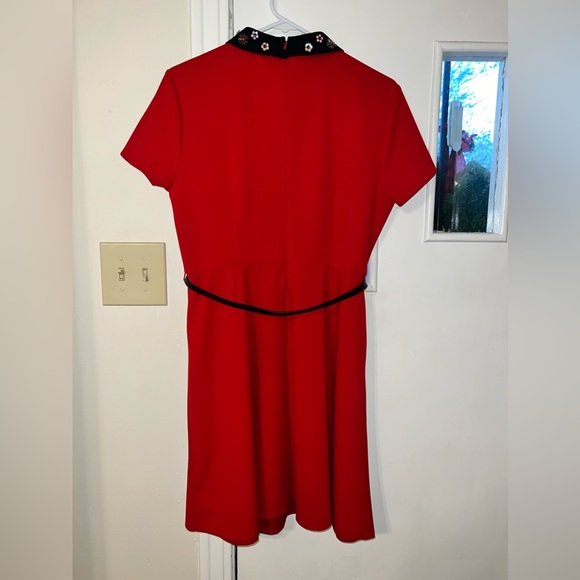 ELLE Beaded Collar and Bow Fit Red Flared Dress. Great condition. Size 14 - Picture 5 of 7